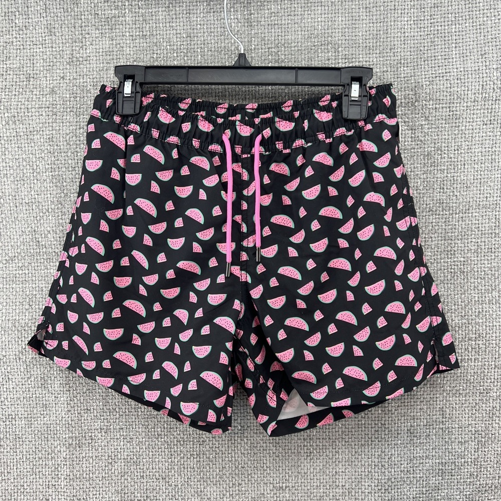 HAPPY SOCKS Swim Trunks Black Watermelon Print Mesh Lined Pocket NWT Mens Small